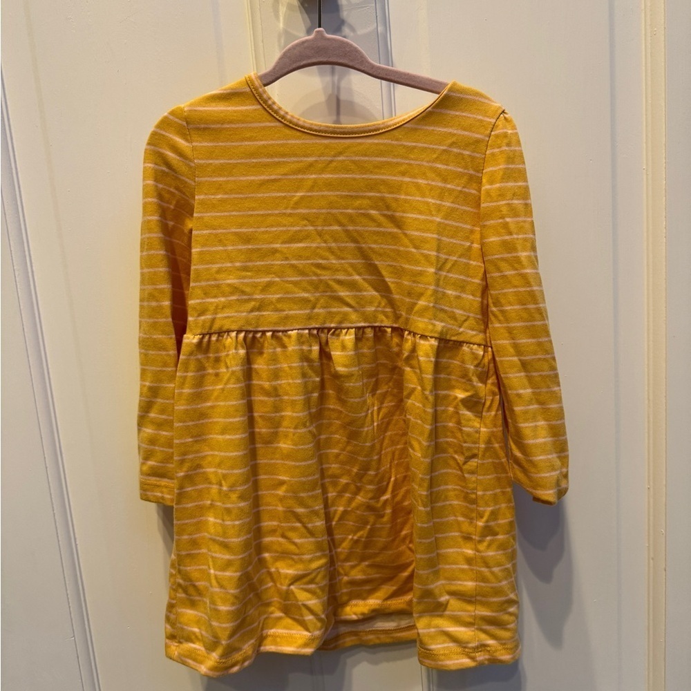 NWOT Okie Dokie 2T Yellow and Pink Striped Girls Ling Sleeve Casual Dress